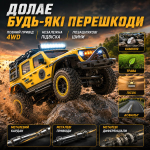 Машинка на радиоуправлении ZLL SG206 MAX 1:20 Yellow – RC внедорожник 4WD, бесколлекторный мотор, скорость до 45 км/ч, металлическое шасси, LED-фары, 2.4 ГГц, до 30 минут, до 100 м. Photo 2